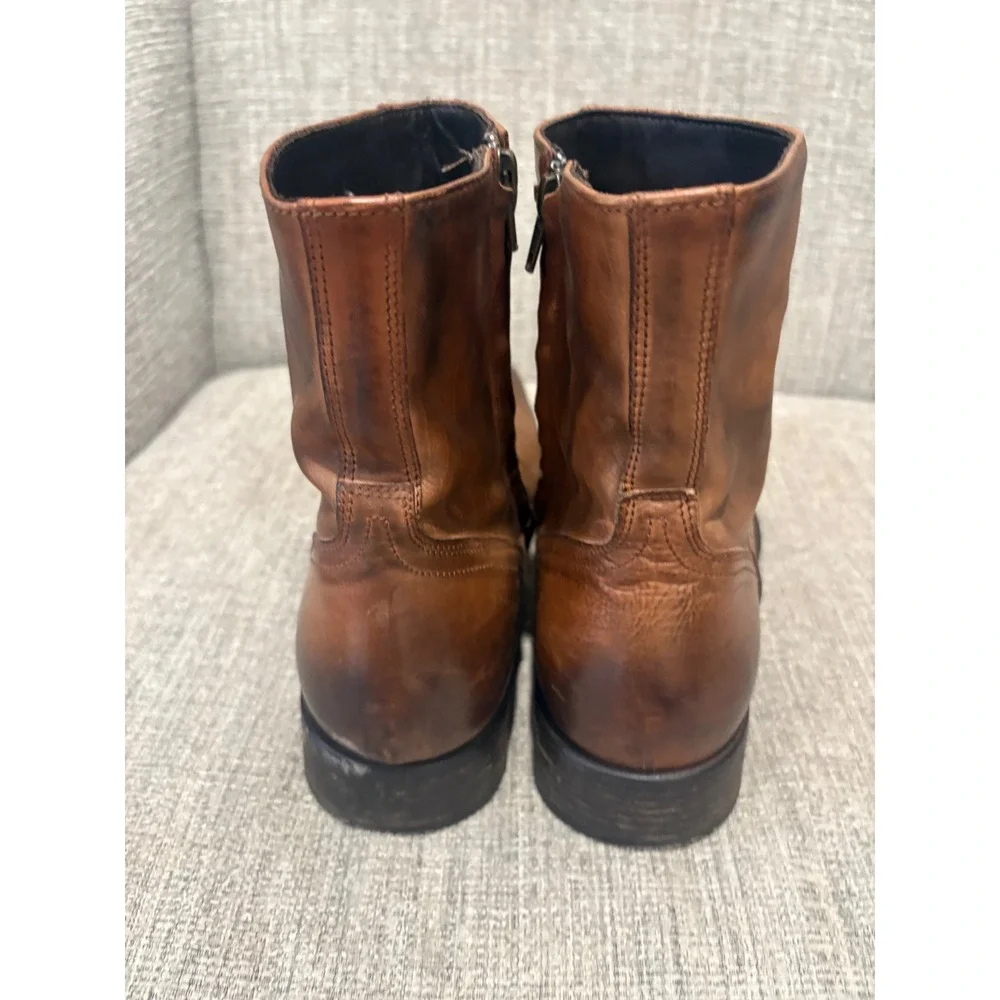 To Boot New York Adam Derrick Mens Brown Leather Side Zip Boots Size 9.5
